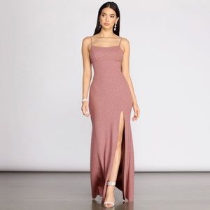 'Aracely Glitter Crepe Mermaid Dress'